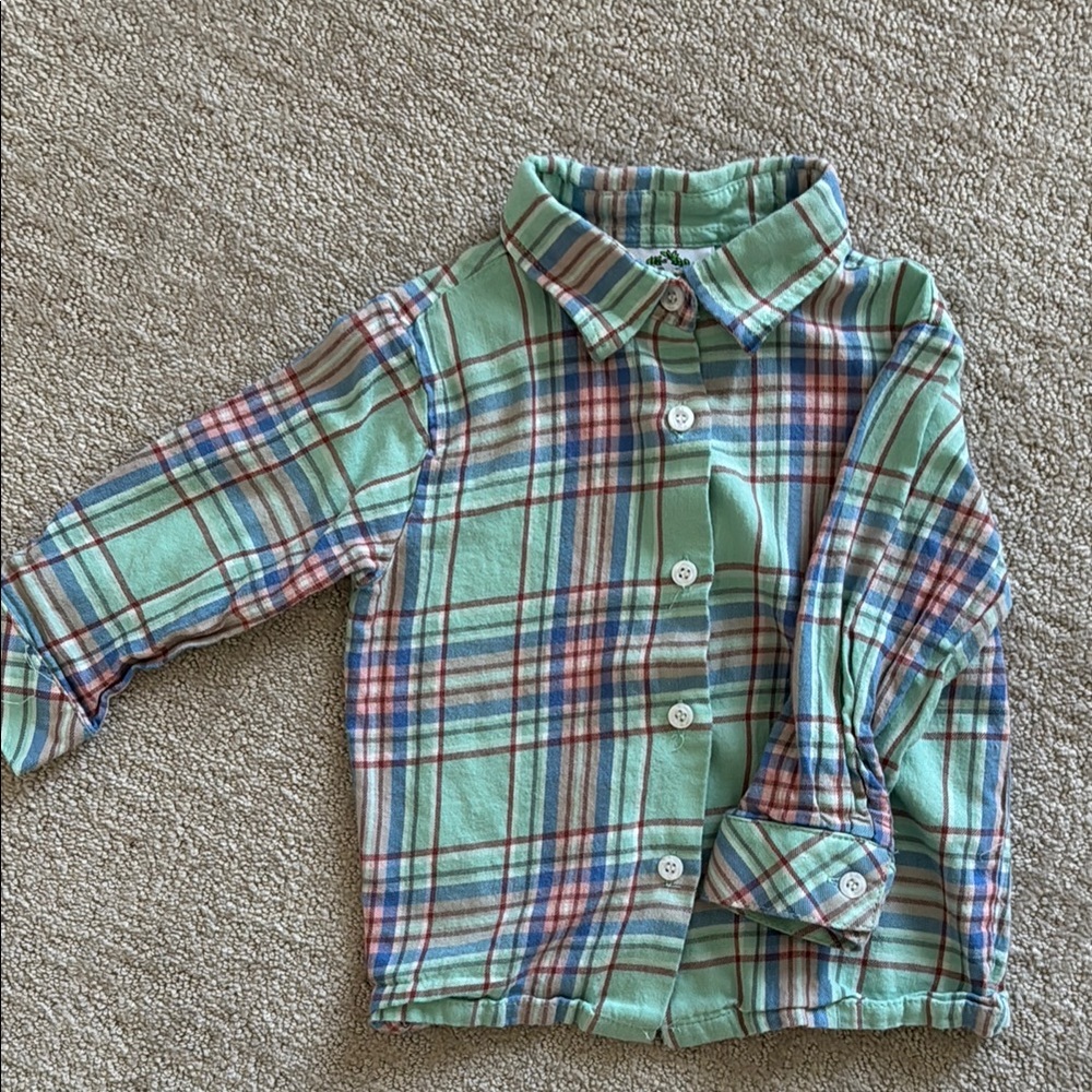 Cecil and Lou- flannel Plaid Kids Shirt in mint, powder blue, and light pink